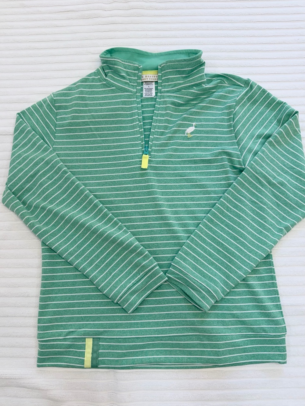 NWOT - Beaufort Bonnet Prepletic Hayword Half Zip Gibson Island Green Stripe - 6